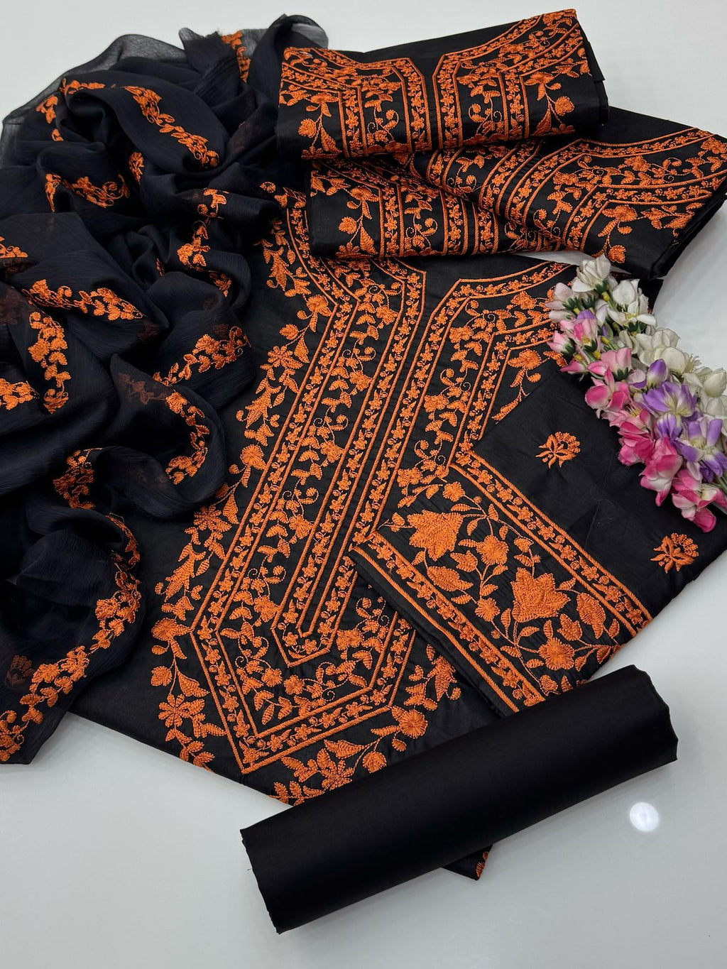 Pure Lawn 3-Piece Embroidered Dress – Handmade Style Elegance
