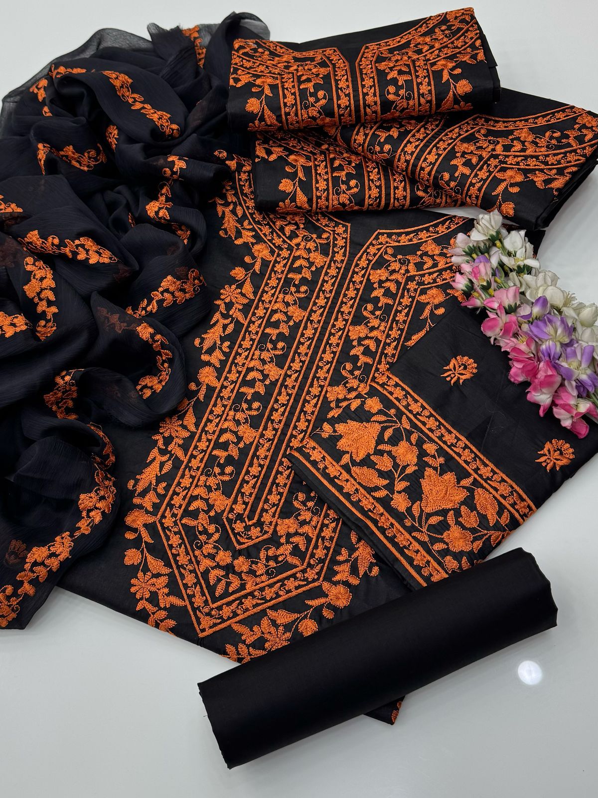 Pure Lawn 3-Piece Embroidered Dress – Handmade Style Elegance
