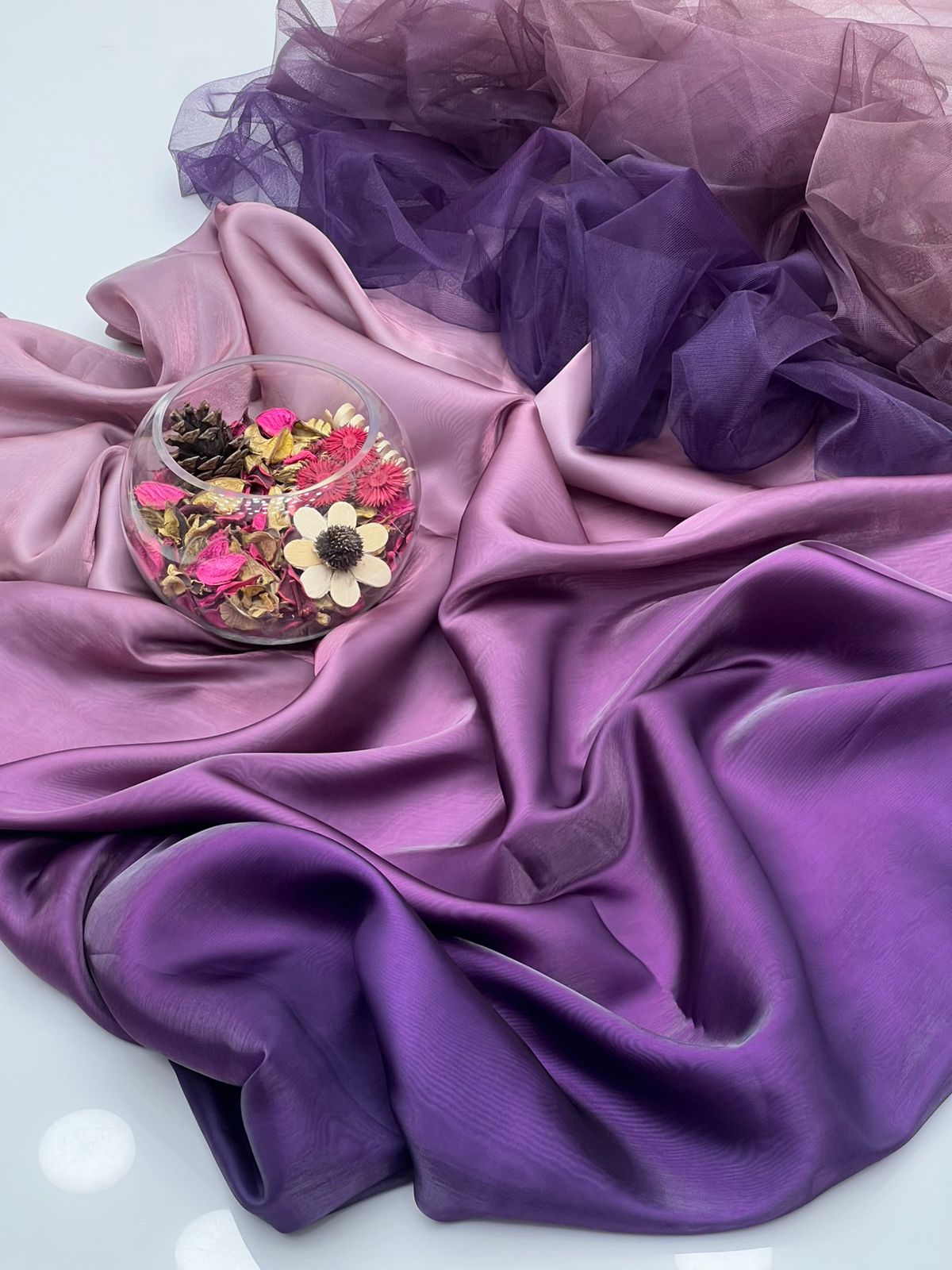 Italian Sheesha Silk Tie & Dye 2-Piece Dress with Soft Net Dupatta