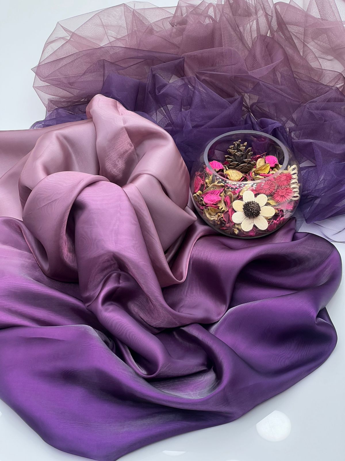 Italian Sheesha Silk Tie & Dye 2-Piece Dress with Soft Net Dupatta