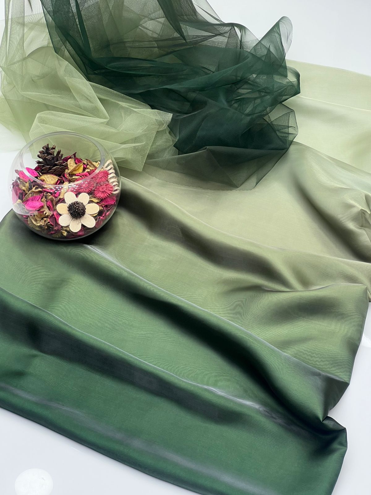 Italian Sheesha Silk Tie & Dye 2-Piece Dress with Soft Net Dupatta