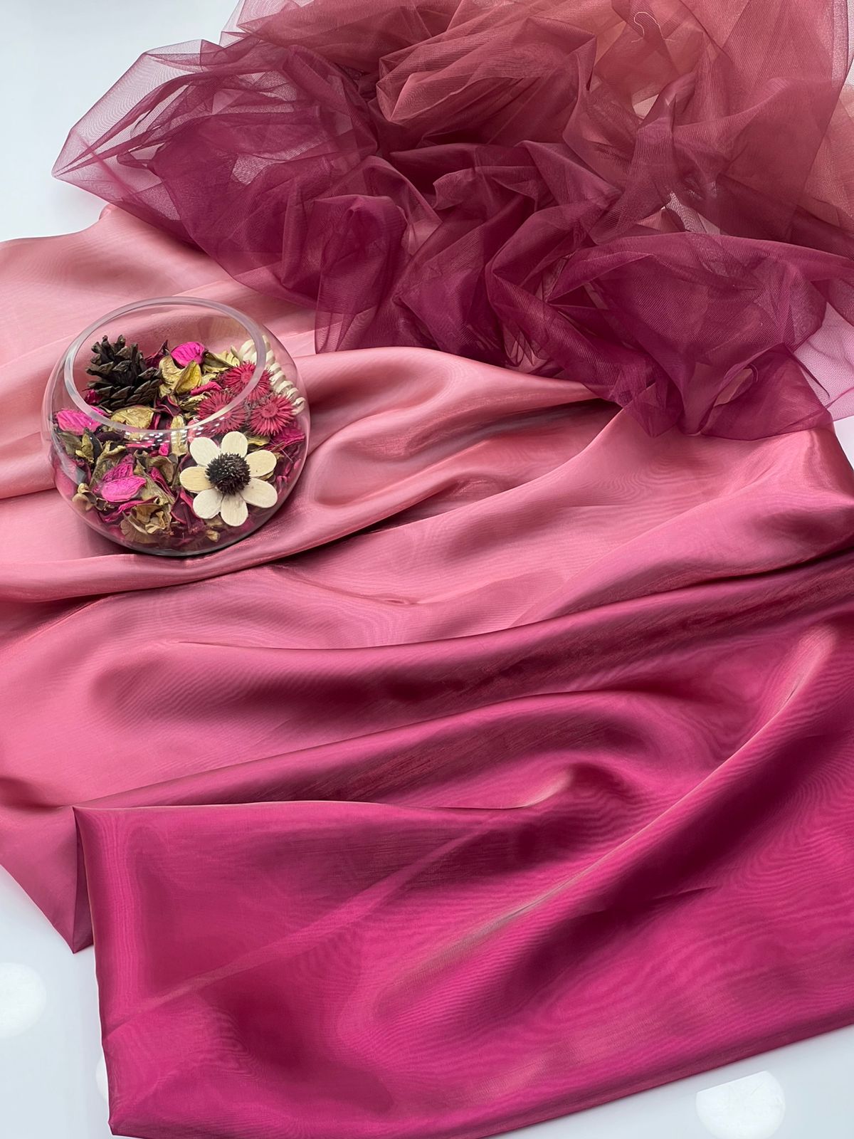 Italian Sheesha Silk Tie & Dye 2-Piece Dress with Soft Net Dupatta