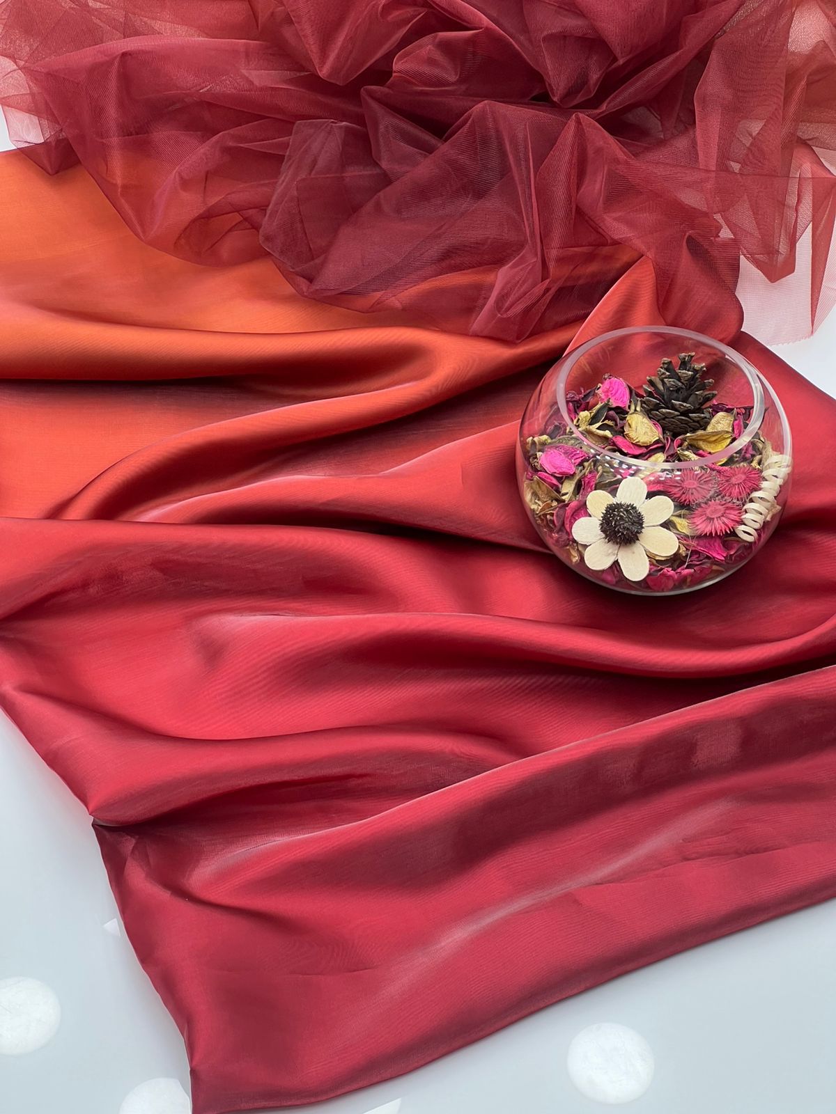 Italian Sheesha Silk Tie & Dye 2-Piece Dress with Soft Net Dupatta