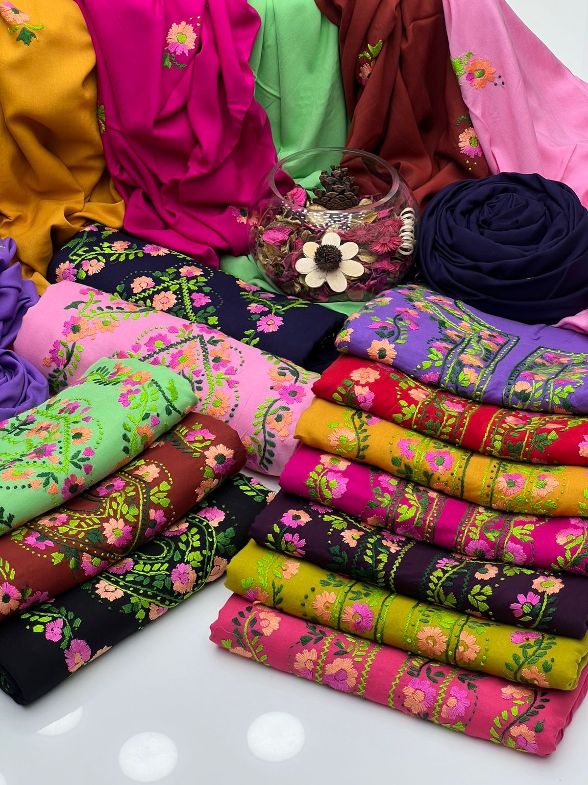 Soft Linen Kalina Style 3-Piece Suit with Multi Gala Work