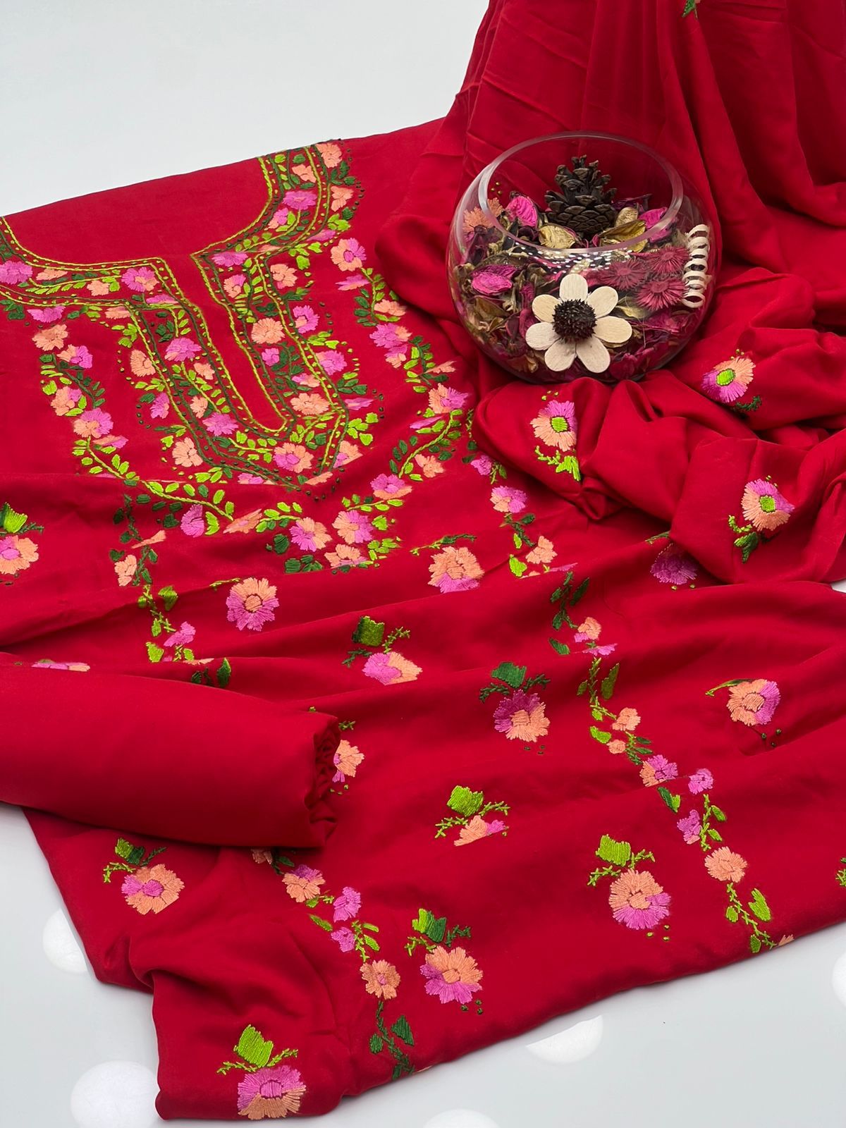 Soft Linen Kalina Style 3-Piece Suit with Multi Gala Work
