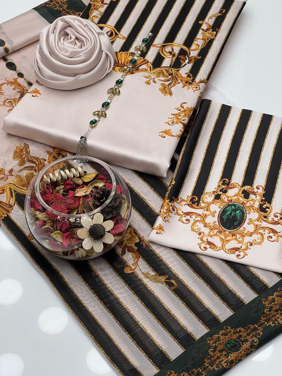 Elegant Shamoze Silk 3-Piece Digital Print Suit – Fancy Neckline Edition